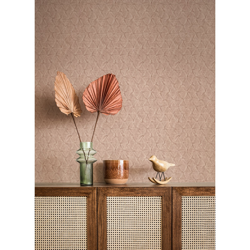 Geometric Metallic Wallpaper Roll, Rose Gold