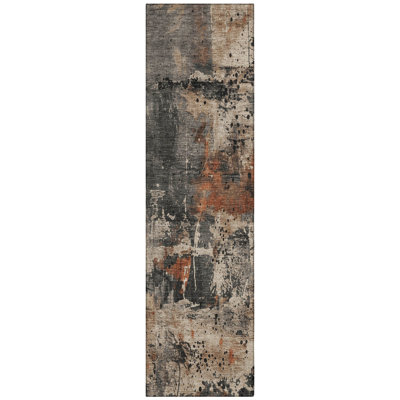 Machine Washable Indoor/Outdoor Xhevrie Taupe Rug