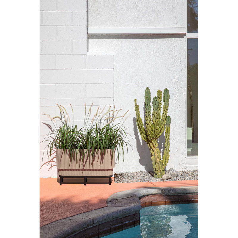 Veradek Demi Series Raised Demi Long 30" Planter with Stand, 2, Sand/Black