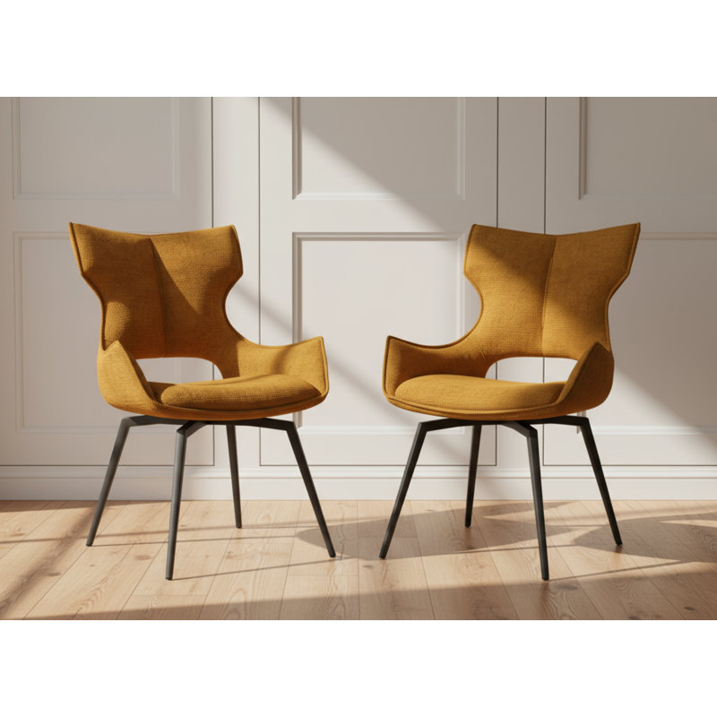 Deloney Fabric Swivel Dining Chair, Mustard