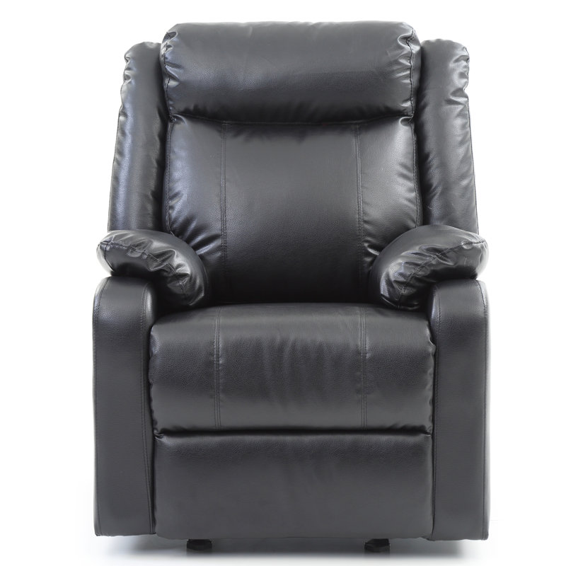 Boston Faux Leather Recliner, Black Faux Leather