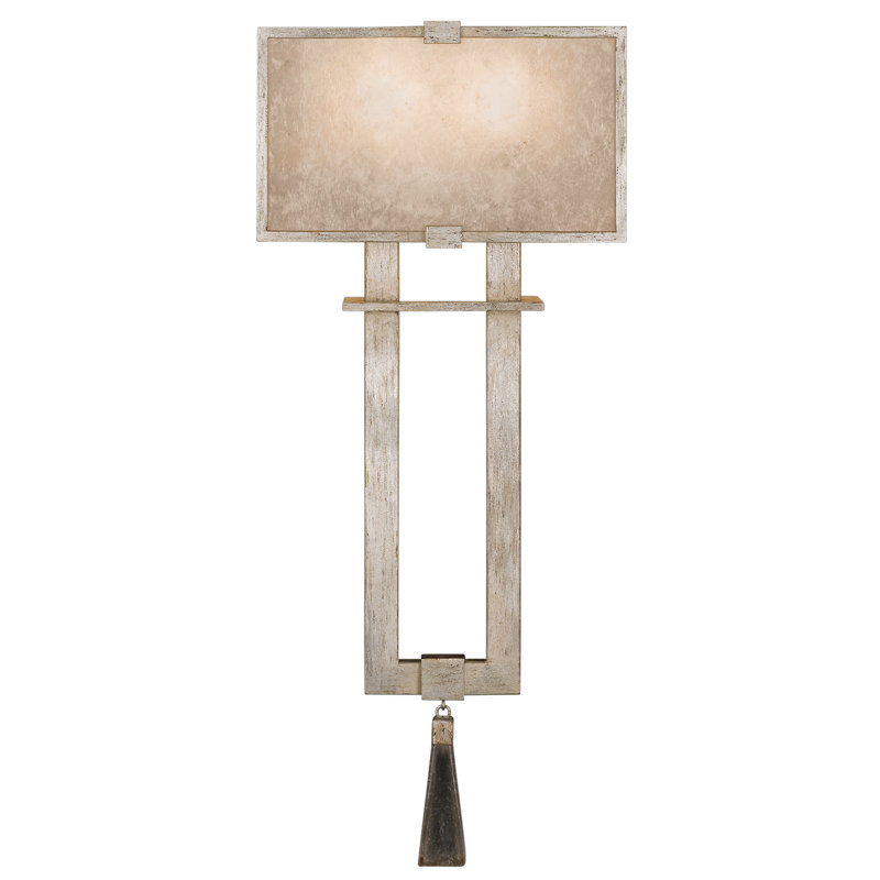 Singapore Moderne Flush Mounted Sconce, Muted Silver Leaf