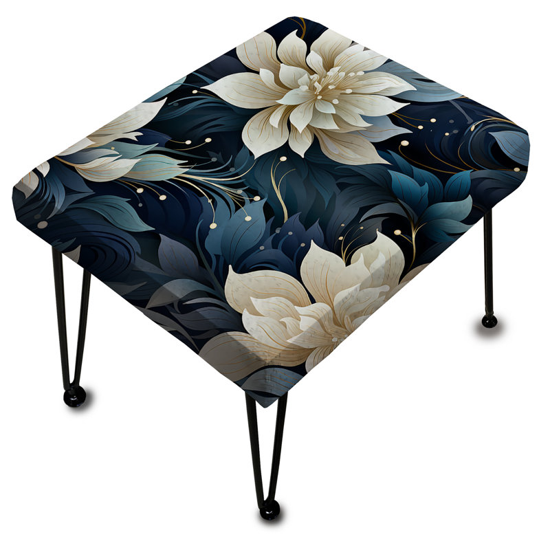 Midnight Mirage Moody Patterns - Floral Rectangle Ottoman