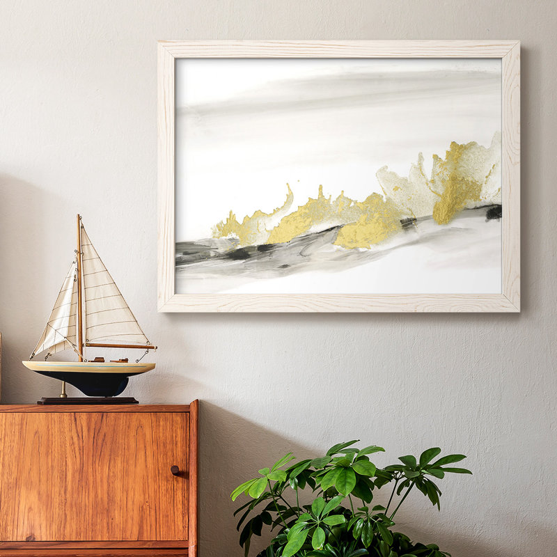 Or sur l'horizon II - Toile tendue avec châssis rustique, Blanc, H 22 po x l 32 po x P 1,5 po