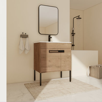 Soumya 30.03'' Free Standing Single Bathroom Vanity with Ceramic Top -  Ebern Designs, 24452C0A33F74EAA9C7206090FE9BF15