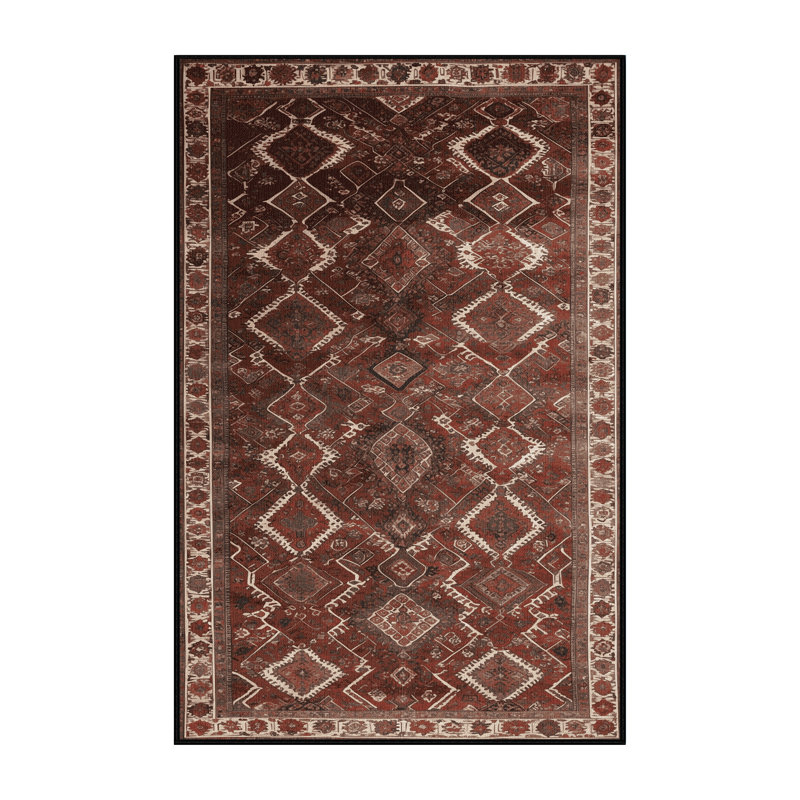 Tapis persan noir lavable à la machine, Rectangulaire 7 pi x 10 pi