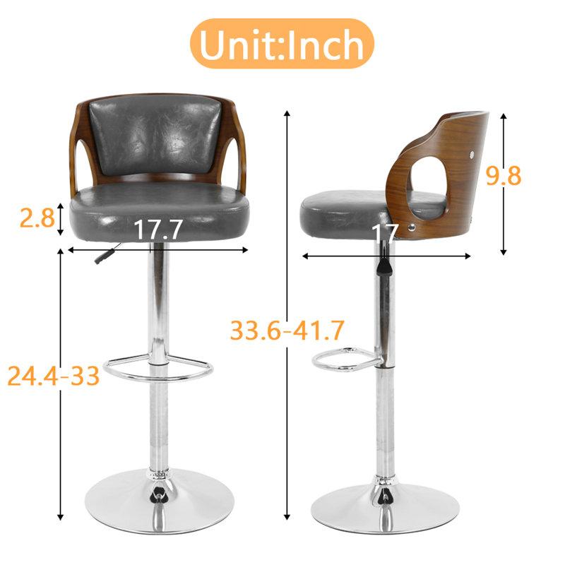 Calcidon Swivel Upholstered Adjustable Height Counter Stool with Metal Frame and Padded Seat Modern Kitchen Island Bar Chair for Home Dining and Counter Use