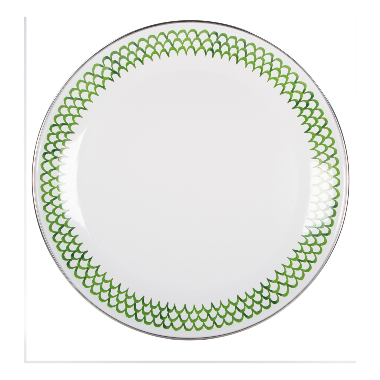 Golden Rabbit Green Scallop Enamel Charger