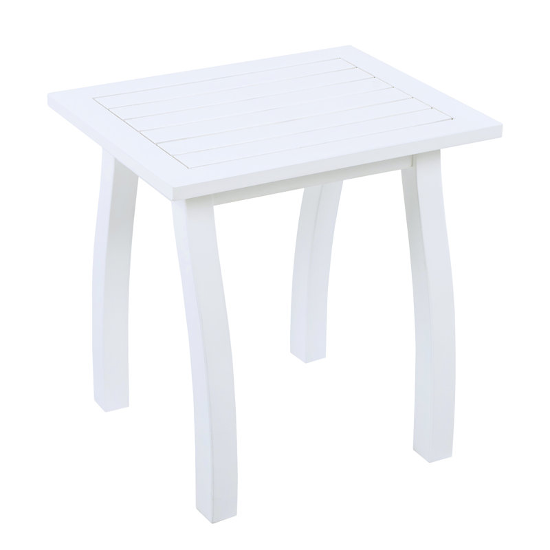 White Pu Wood End Table For Lawn, 19.62 - Inch High, Easy To Assemble And Use Patio, 19 Long, Clean, White PU
