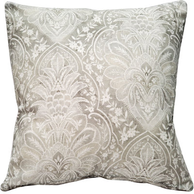 Leone Damask Dark Gray Throw Pillow 21X21