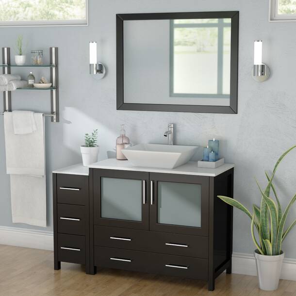 Wade Logan® Karson 30'' Single Bathroom Vanity with Engineered Marble ...