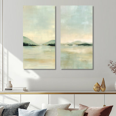 «Green Yellow Morning Dew Of Alice Lake - Vancouver», ensemble de 2 reproductions d'art sur toile, paysage urbain vert