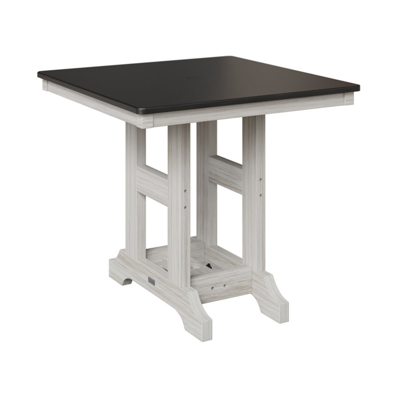 Table de salle à manger à hauteur de comptoir 33 po Berlin, Noir martelé, Coquillage, H 35,5 po x l 33 po x P 33 po