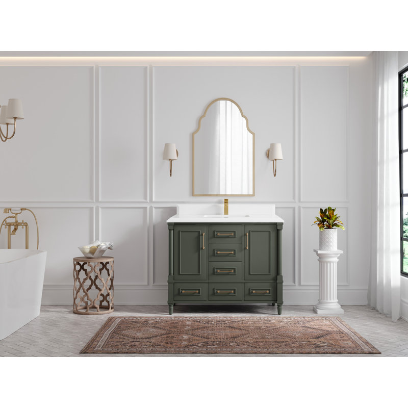 Aberdeen 42'' Single Bathroom Vanity with Top, White