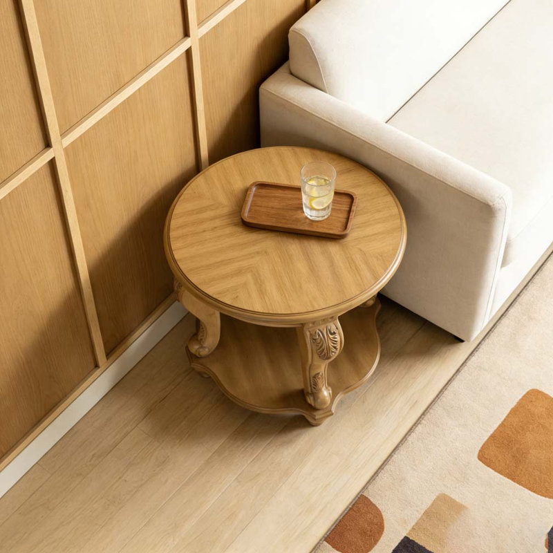 Table de bout ronde 22 po, Naturel antique