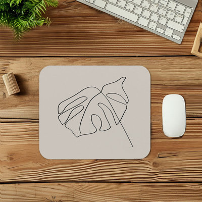Botanical Minimalist Monstera Botanicals Line Art Monstera Leaf Modern Gaming Cute Office Laptop Desk Pad Gift Mat Square Rectangle Non-Slip Mousepad
