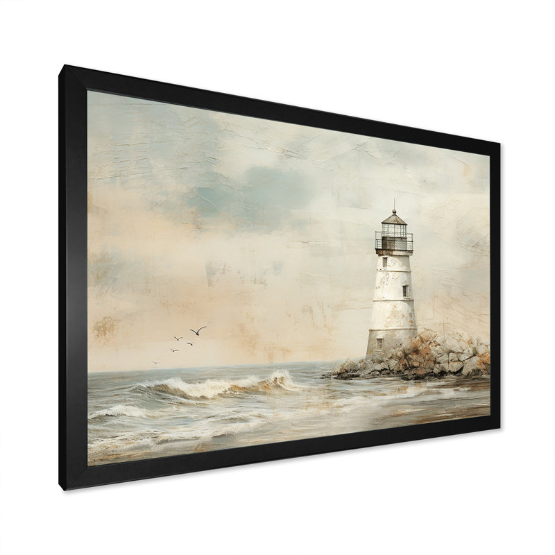 Art mural sur toile Minimal Gray Light House, H 16 po x l 32 po x P 1 po, Cadre noir