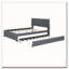 Lit plateforme tapissier avec tête de lit à motif brique et gigogne simple-981593716