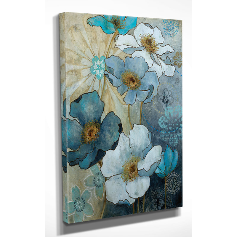 « blue denim jardin i » par carol robinson, reproduction d’art sur toile tendue, H 16 po x l 20 po x P 1,5 po