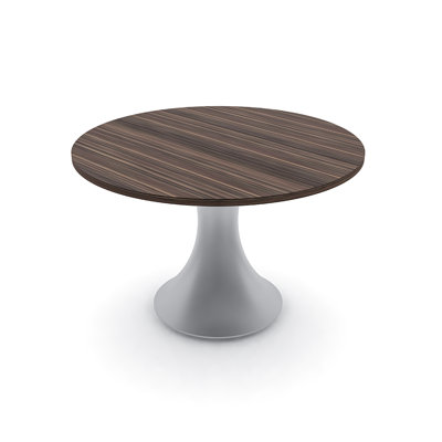 Round Conference Table with Metal Trumpet Base