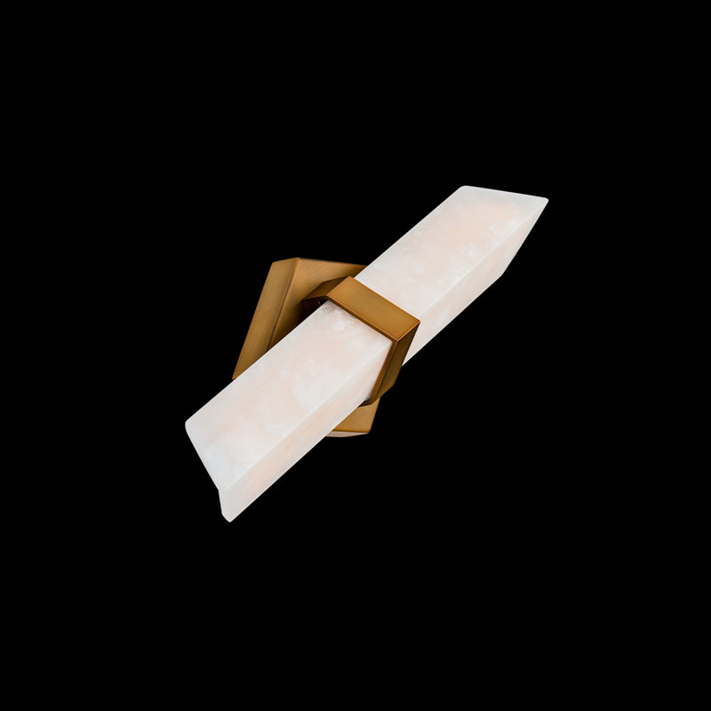 Javelin 18" Dimmable LED  Spanish Alabaster Bath Vanity & Wall Bar, Aged Brass