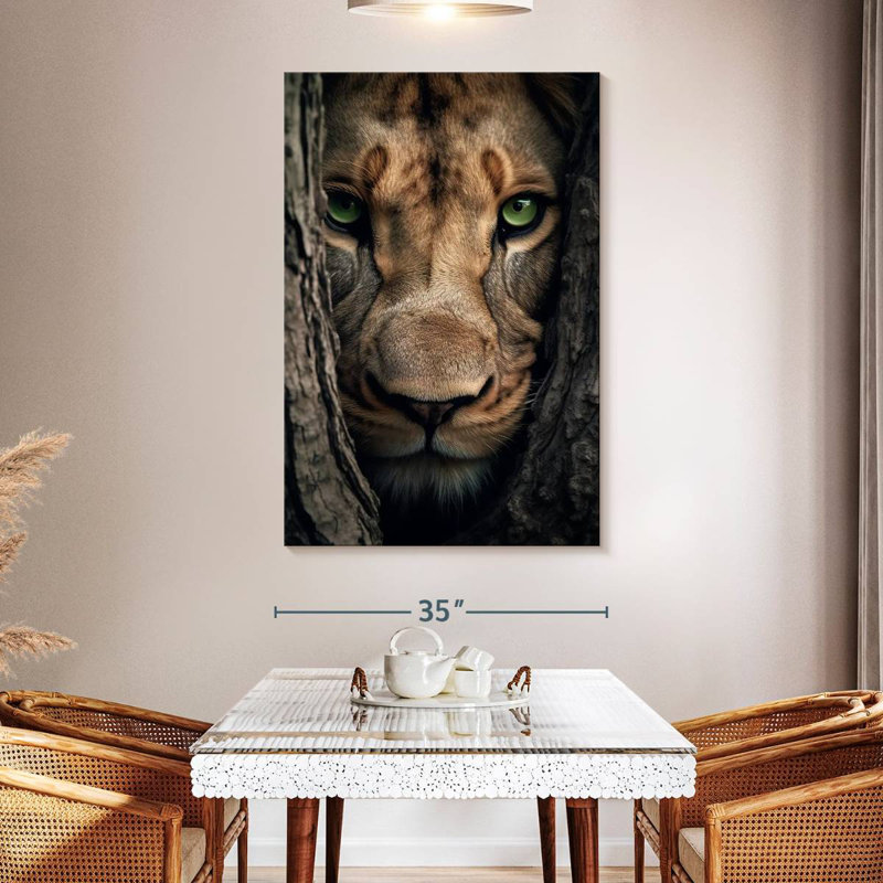 Brampt Hiding Lioness, 51" H x 34" W