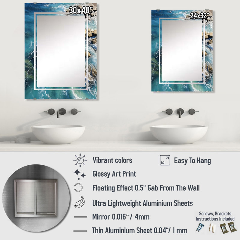 Schwalb - Coastal Beach Wall Mirror MIR139342, 32" x 24"