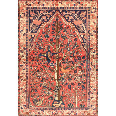 Tapis en laine orange / gris