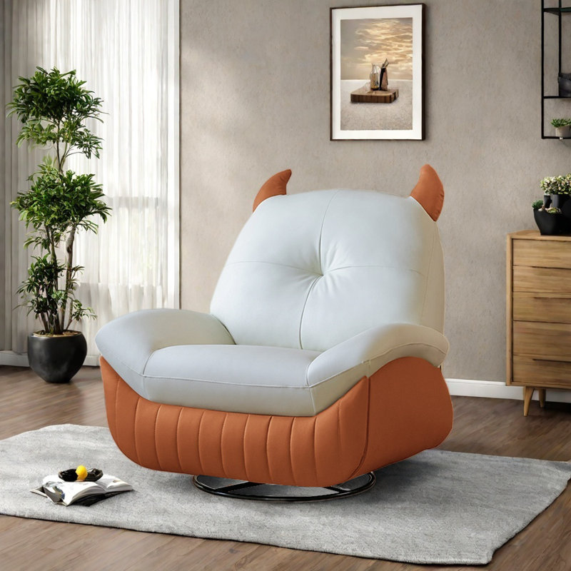 Lovely comfortable recliner, Orange/Off-white