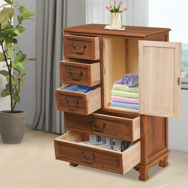 Bedroom storage cabinet with 5 drawers, Brun