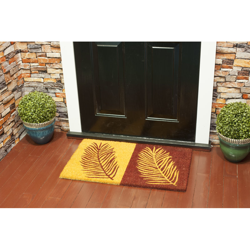 Tapis de porte d’extérieur antidérapant 30" x 18" à feuilles de plumes en pvc Wellesley