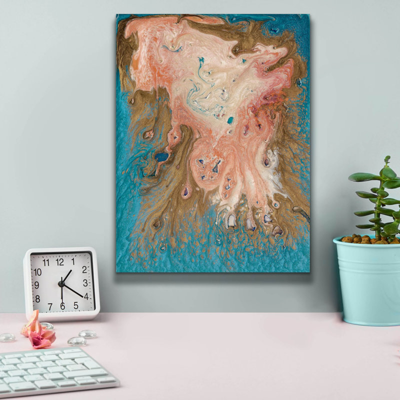 «Reef 1» par Alicia Ludwig, art mural sur toile, H 16 po x l 12 po x P 0,75 po