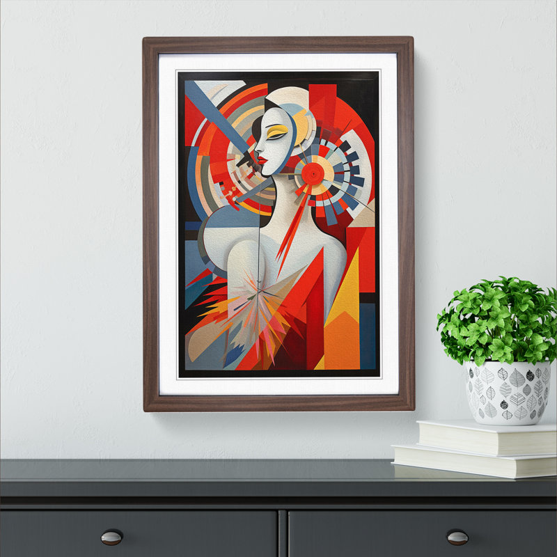 Angel Constructivism Art - Framed Print, Walnut Framed, 34cm H x 25cm W x 2cm D