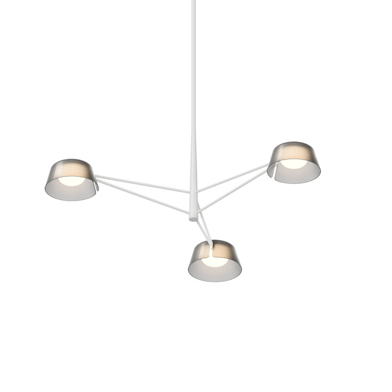 Lustre rectangulaire à 6 lumières Ray, Gris chaleureux, Fumé gravé, H 12 po x l 35,75 po x P 35,75 po