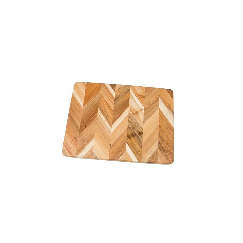 Acacia Herringbone Rectangular Cutting/Serve Board With Inset Handles, Large
