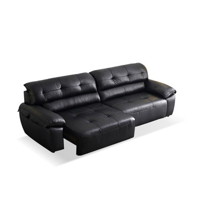 Canapé modulaire noir en similicuir