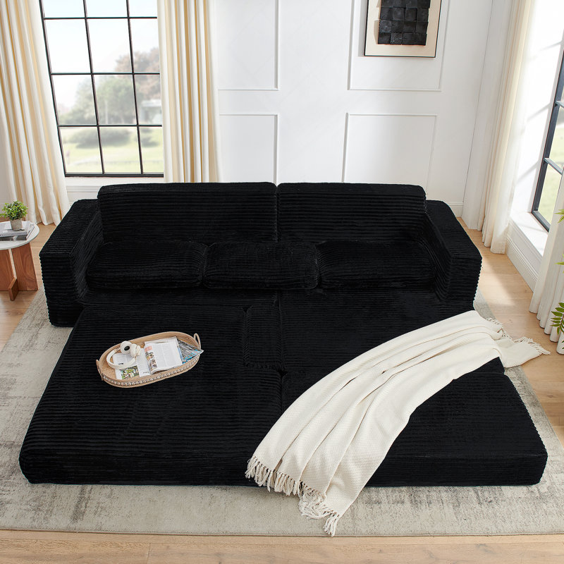 Canapé modulaire polyvalent avec design transformable pour chambre à coucher, Black