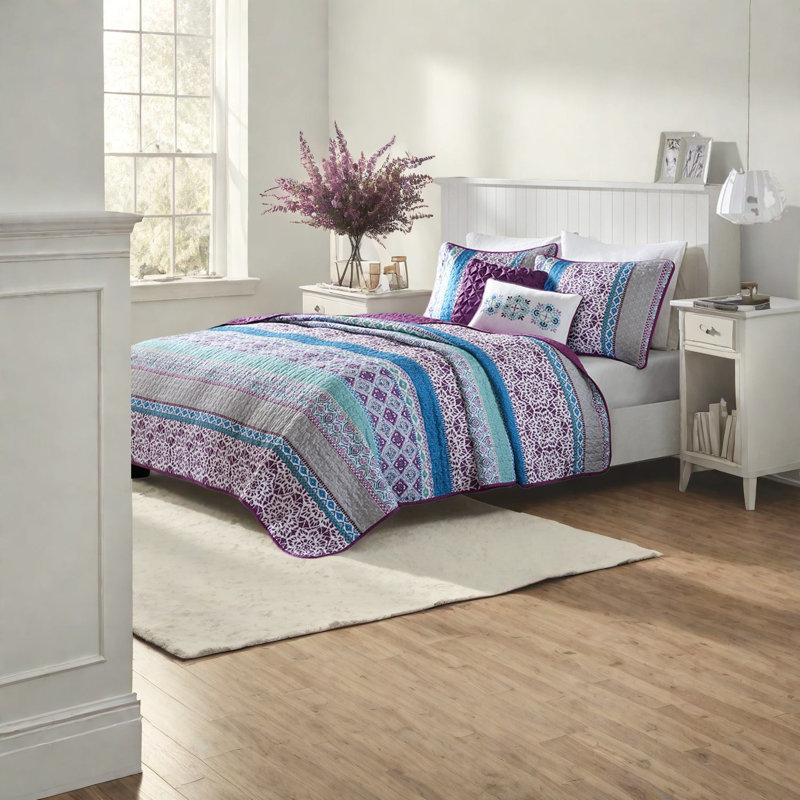 Ensemble de literie réversible avec confort en coton, motif bohémien chic