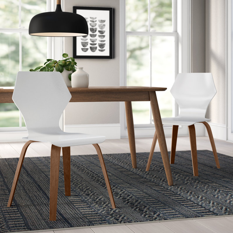Chaise d'appoint Beckley, Blanc / Noyer