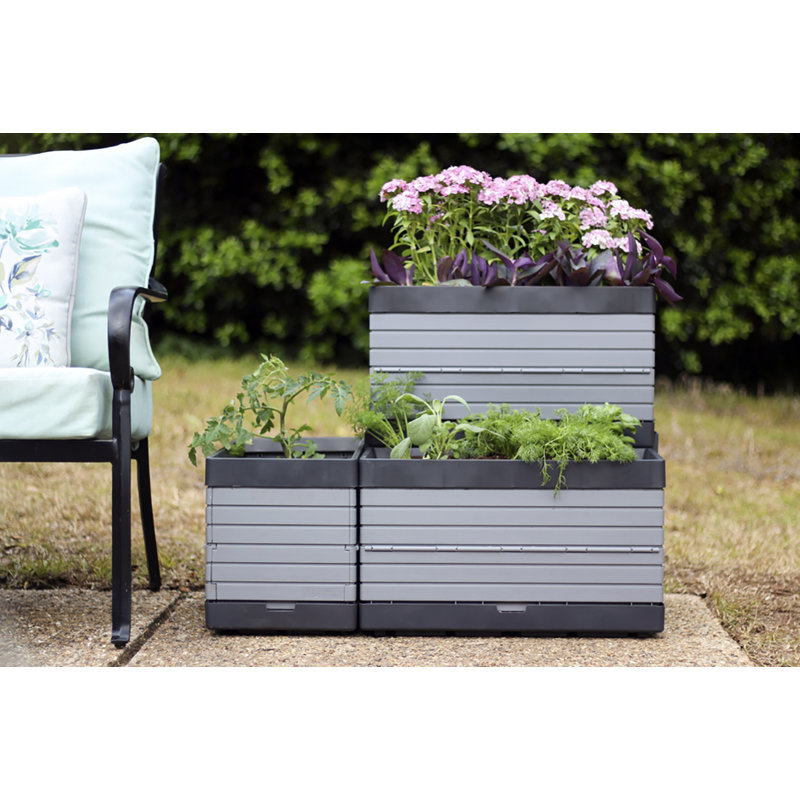 Gray Polypropylene Modular Raised Garden Planter Set