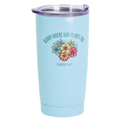 Tumbler Bloom Where God Plants Teal 20oz
