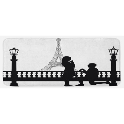 « paris lovers city », proposition de mariage pour une future image tapis de cuisine noir et blanc