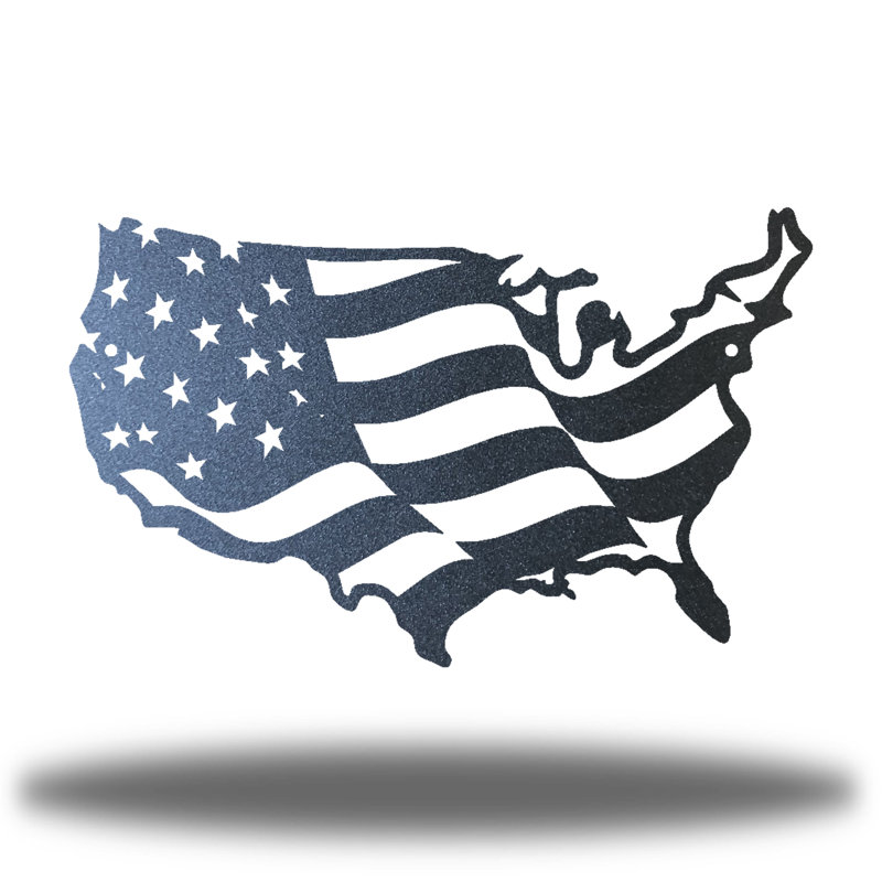 Décoration murale drapeau USA, Noir, H 11 po x l 18 po x P 0,01 po