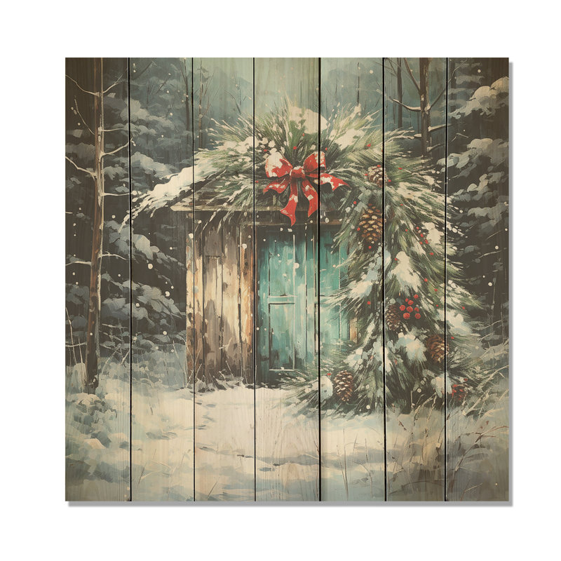 Green Christmas Winter II - impression sur bois, H 30 po x l 30 po