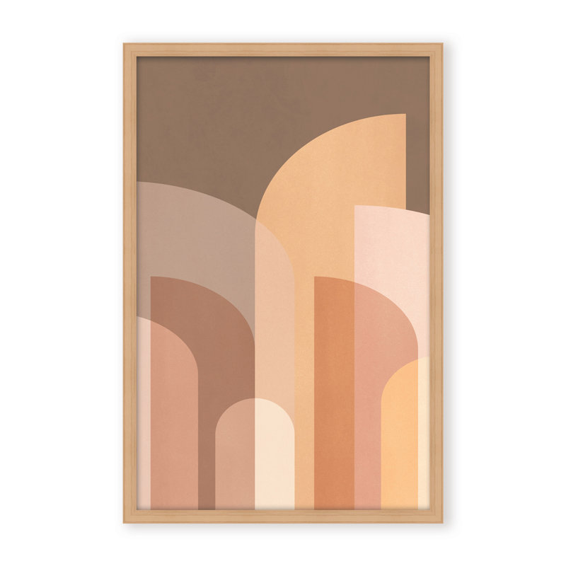 Abstract Retro Geometric II by  - Picture Frame Graphic Art on Paper, 24" H x 16" W x 1.125" D, Framed Matted Print, Brown