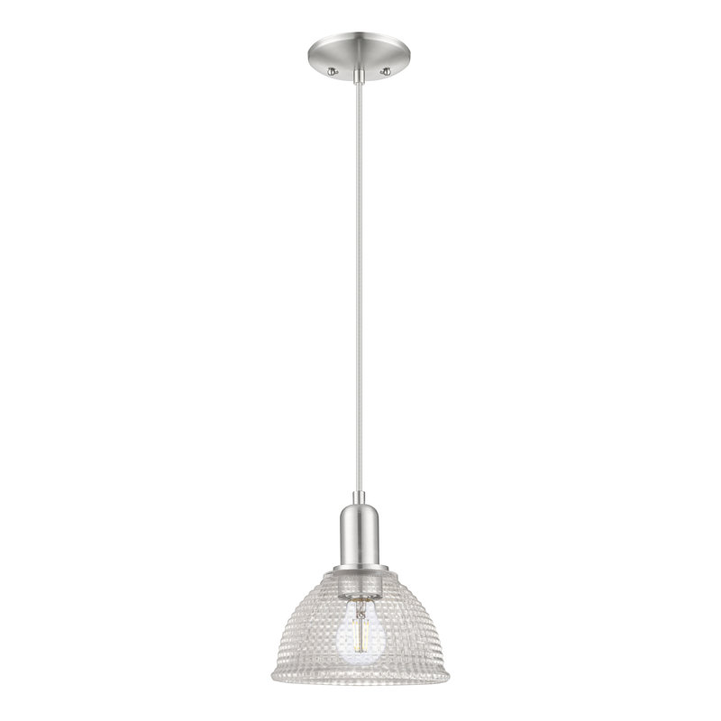 Mini-luminaire suspendu 1 lumière Arcadia - Arietta, H 5 po x l 8 po x P 8 po, Nickel satiné brossé