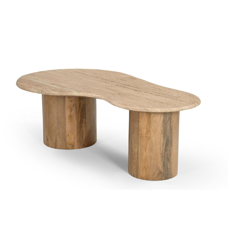Destinique - Modern Travertine Marble Freeform Coffee Table