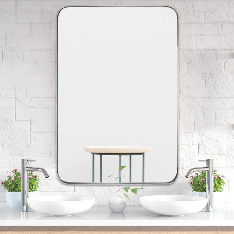 Miroir d'appoint Eitzen, 24 po x 16 po, Argent