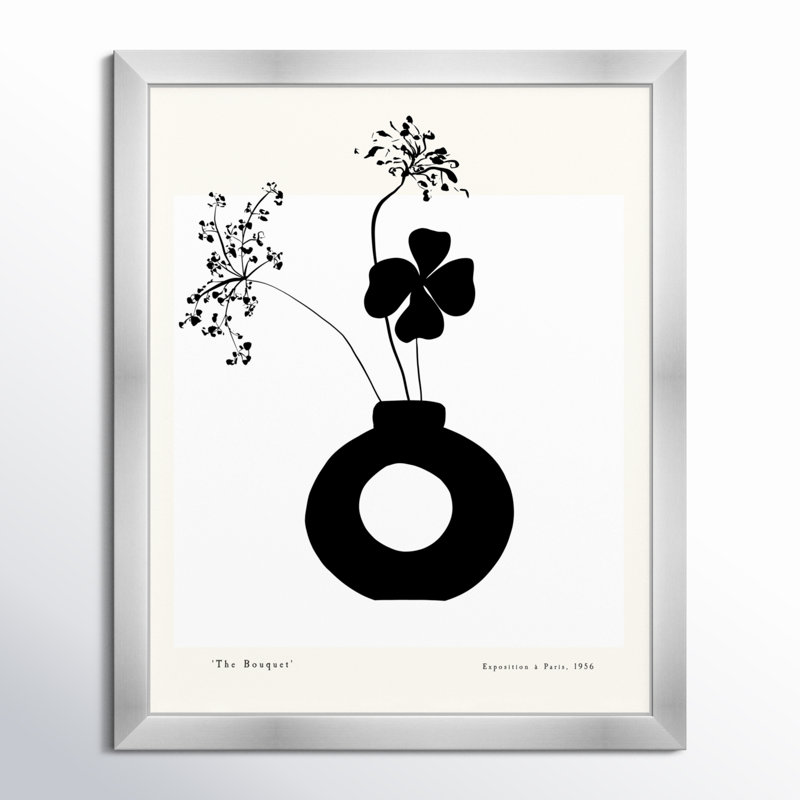 " Black And White Flower In A Vase " by Oliver Gal, 22" H x 18" W, Silver