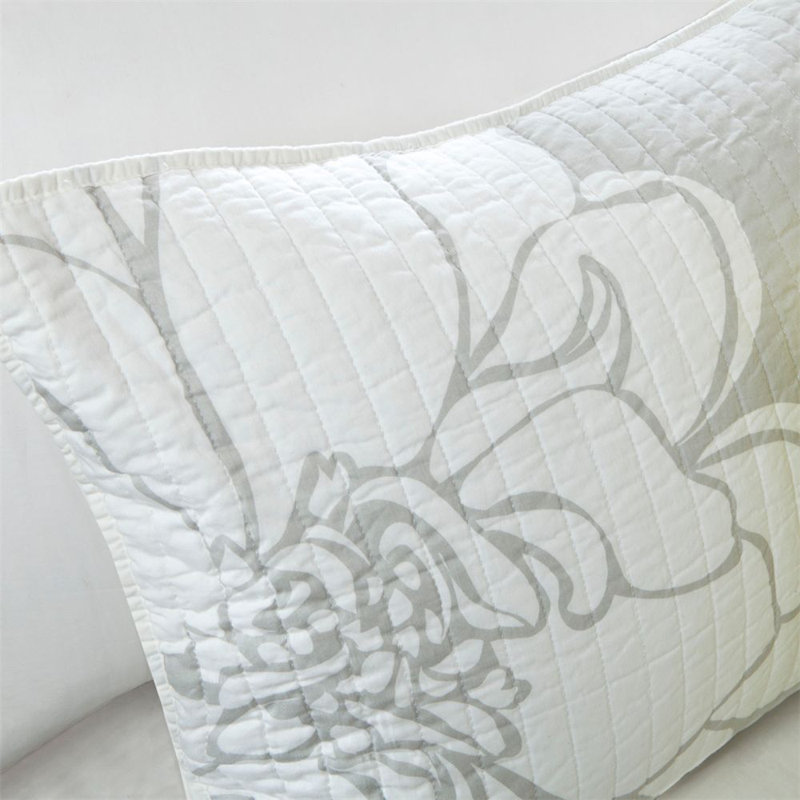 Aqua Floral Reversible Cotton King Quilt Set